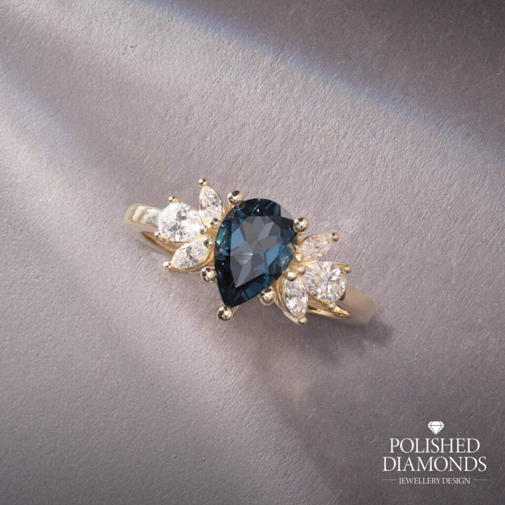 Sapphire Pear Cluster Ring