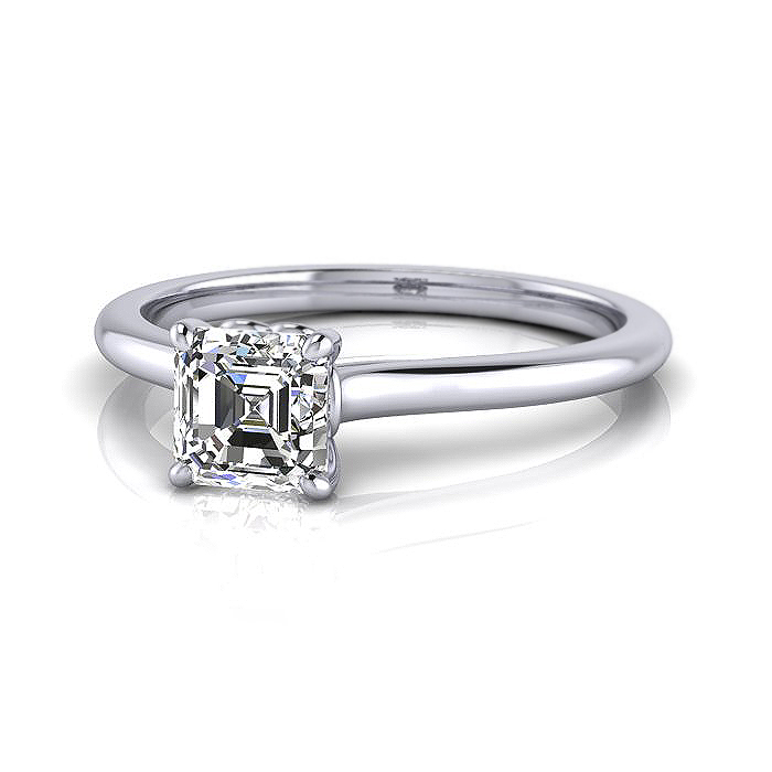 Asscher Diamond Ring RS1 White Gold LF