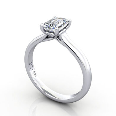 Thumb Emerald Diamond Ring RS1 White Gold 3D