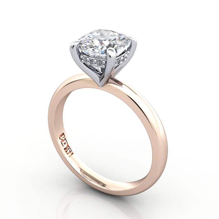 Cushion Diamond Ring Rose Gold RS51 3D