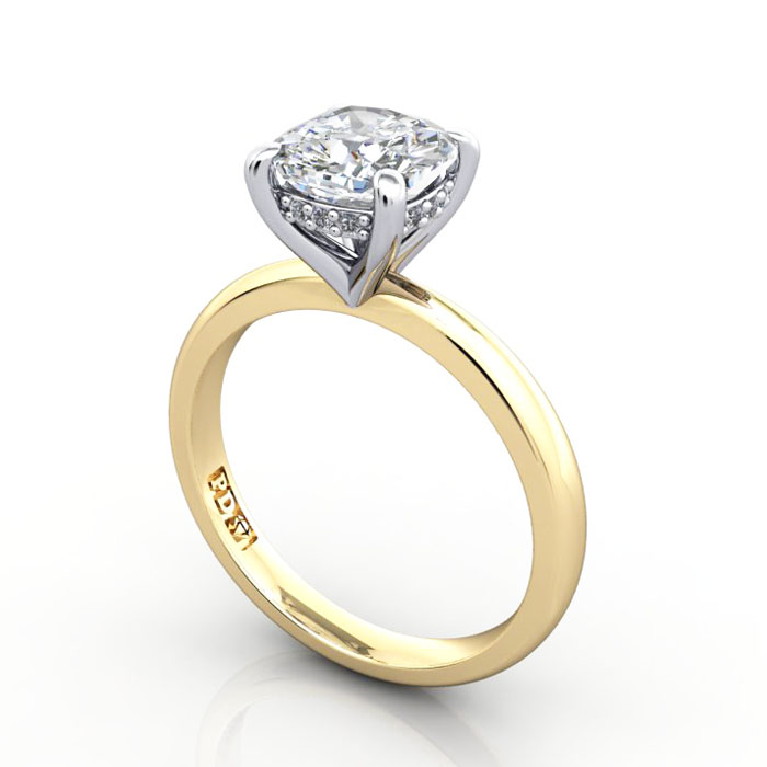 Cushion Diamond Ring Yellow Gold RS51 3D Cushion Diamond Ring Yellow Gold RS51 3D