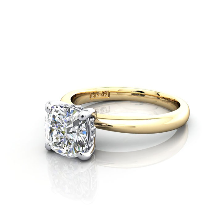 Cushion Diamond Ring Yellow Gold RS51 LF Cushion Diamond Ring Yellow Gold RS51 LF