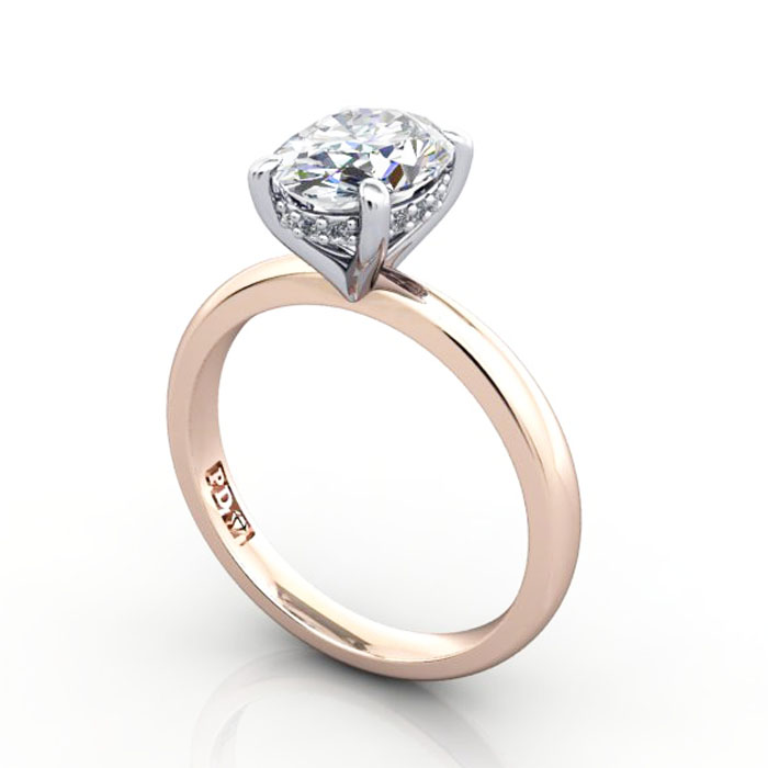 Oval Diamond Ring Rose Gold RS51 3D