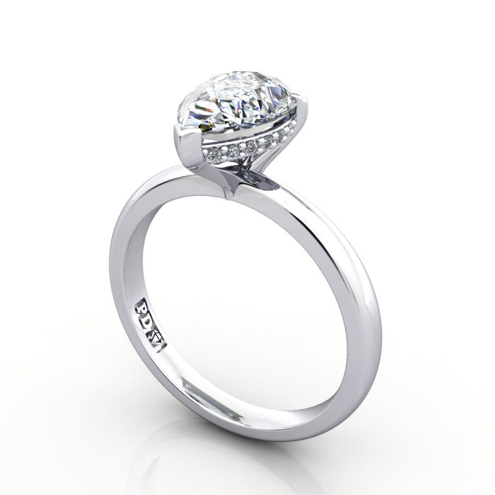 Pear Diamond Ring White Gold RS51 3D Pear Diamond Ring White Gold RS51 3D