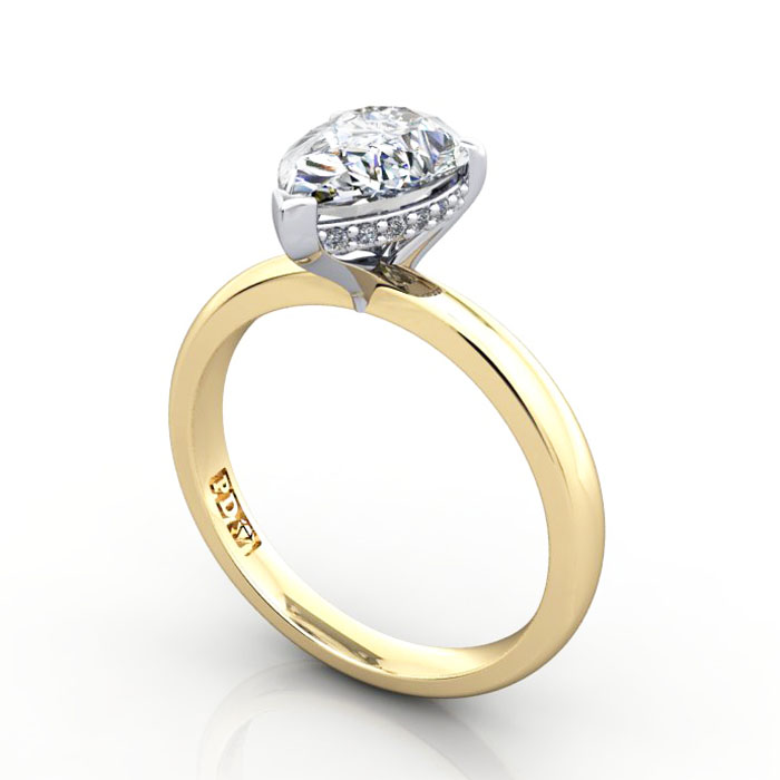 Pear Diamond Ring Yellow Gold RS51 3D Pear Diamond Ring Yellow Gold RS51 3D