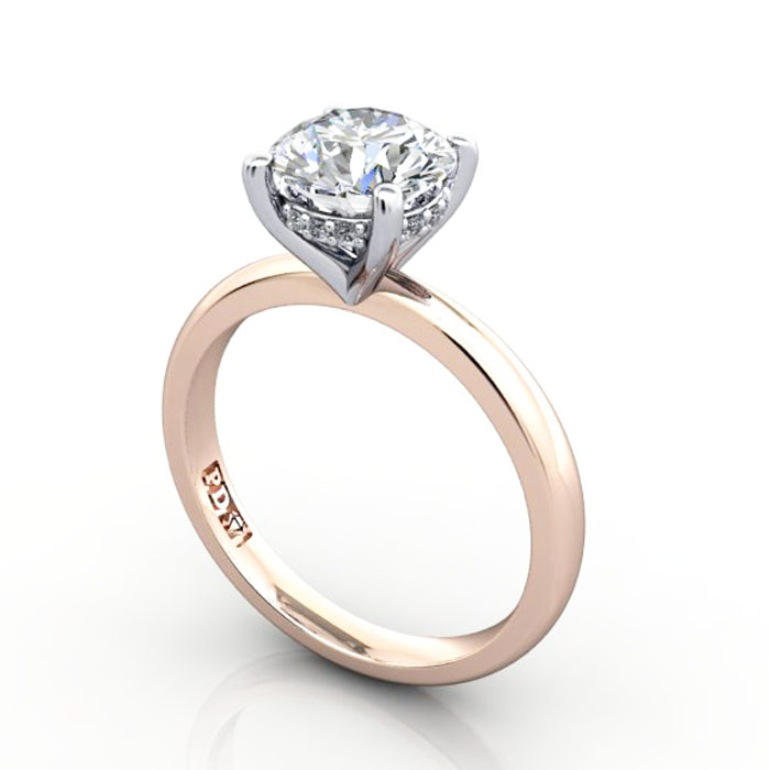 Round Brilliant Diamond Ring Rose Gold RS51 3D Round Brilliant Diamond Ring Rose Gold RS51 3D