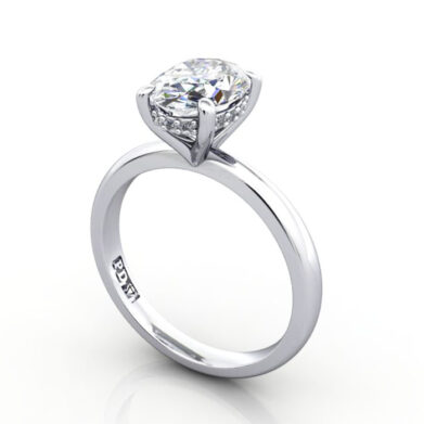 Thumb Oval Diamond Ring White Gold RS51 3D
