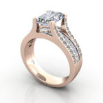 Radiant Cut Diamond Ring with Accents RSA12 Rose Gold 3D Radiant Cut Diamond Ring with Accents RSA12 Rose Gold 3D