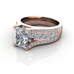 Radiant Cut Diamond Ring with Accents RSA12 Rose Gold LF Radiant Cut Diamond Ring with Accents RSA12 Rose Gold LF
