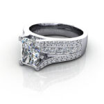 Radiant Cut Diamond Ring with Accents RSA12 White Gold LF