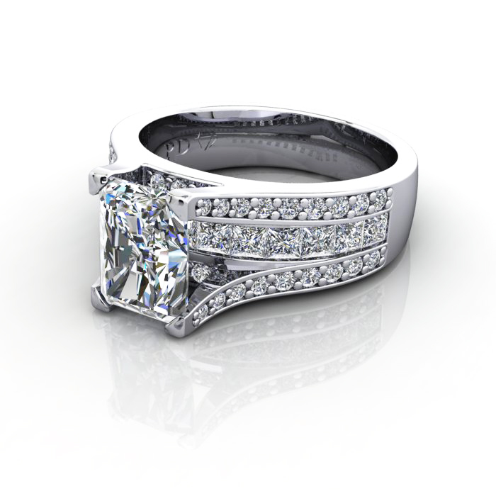 Radiant Cut Diamond Ring with Accents RSA12 White Gold LF