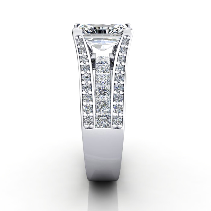Radiant Cut Diamond Ring with Accents RSA12 White Gold SV
