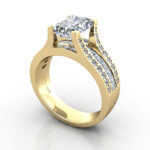 Radiant Cut Diamond Ring with Accents RSA12 Yellow Gold 3D Radiant Cut Diamond Ring with Accents RSA12 Yellow Gold 3D