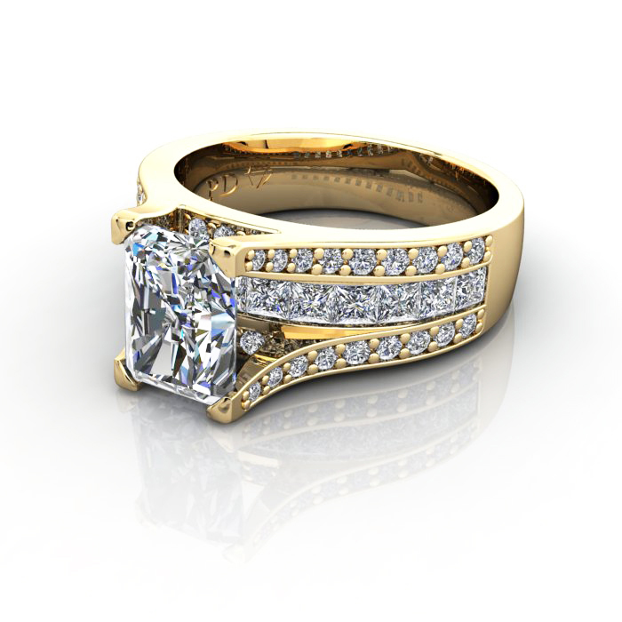Radiant Cut Diamond Ring with Accents RSA12 Yellow Gold LF Radiant Cut Diamond Ring with Accents RSA12 Yellow Gold LF