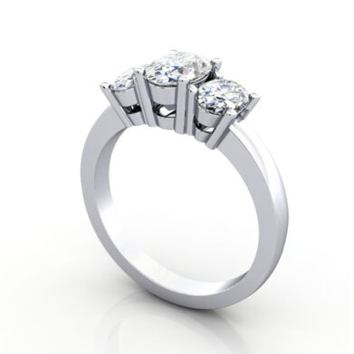 Thumb Trilogy Diamond Ring RT13 White Gold 3D