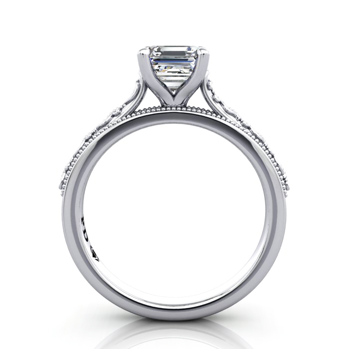 Asscher Cut Vintage Diamond Ring Platinum RV2 TF