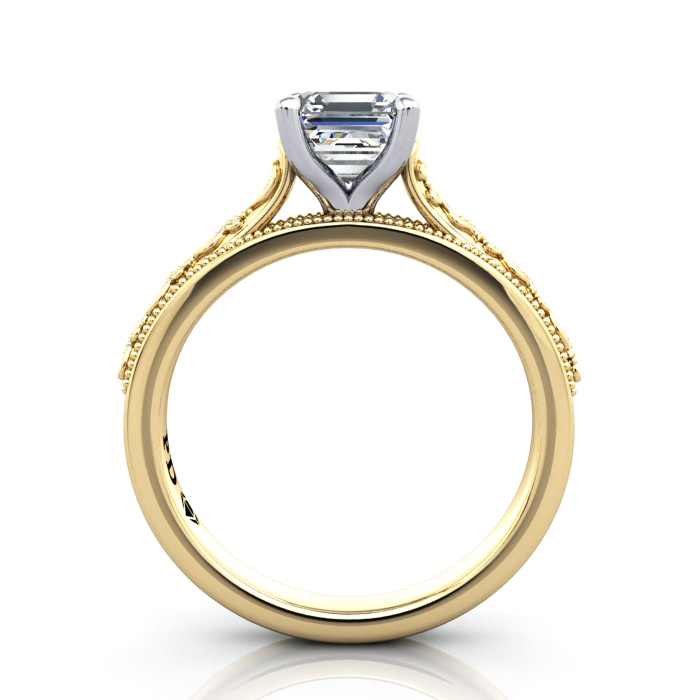 Asscher Cut Vintage Diamond Ring Yellow Gold RV2 TF Asscher Cut Vintage Diamond Ring Yellow Gold RV2 TF