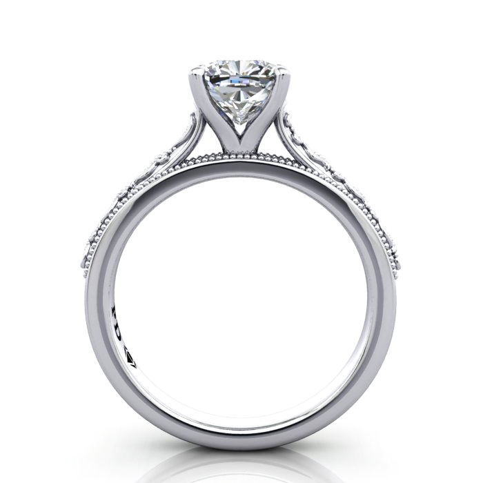 Cushion Cut Vintage Diamond Ring Platinum RV2 TF Cushion Cut Vintage Diamond Ring Platinum RV2 TF