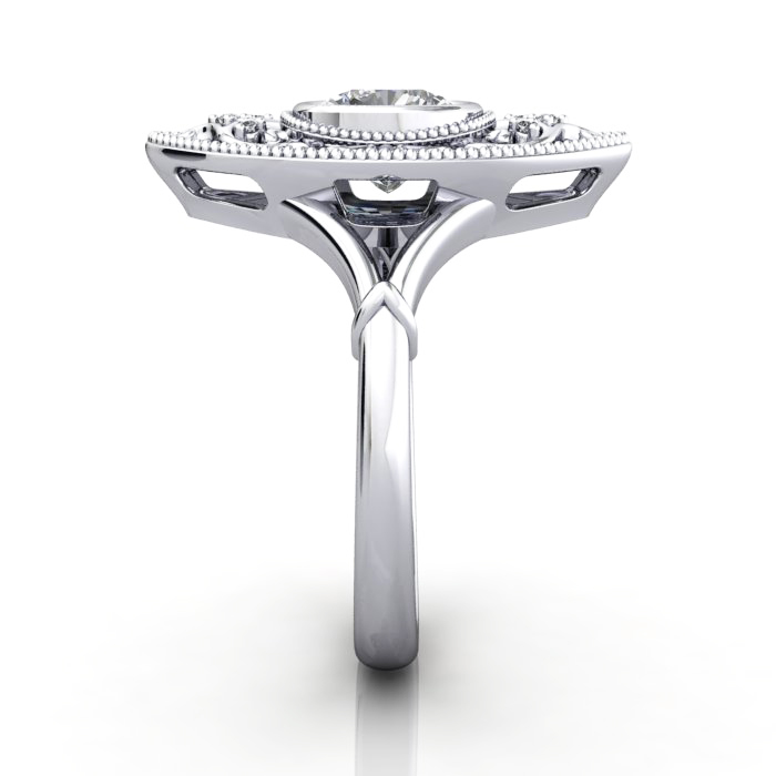 Cushion Cut Vintage Diamond Ring Platinum RV5 SV