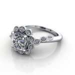 Cushion Cut Vintage Diamond Ring Platinum RV6 LF