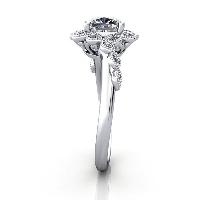 Cushion Cut Vintage Diamond Ring Platinum RV6 SV