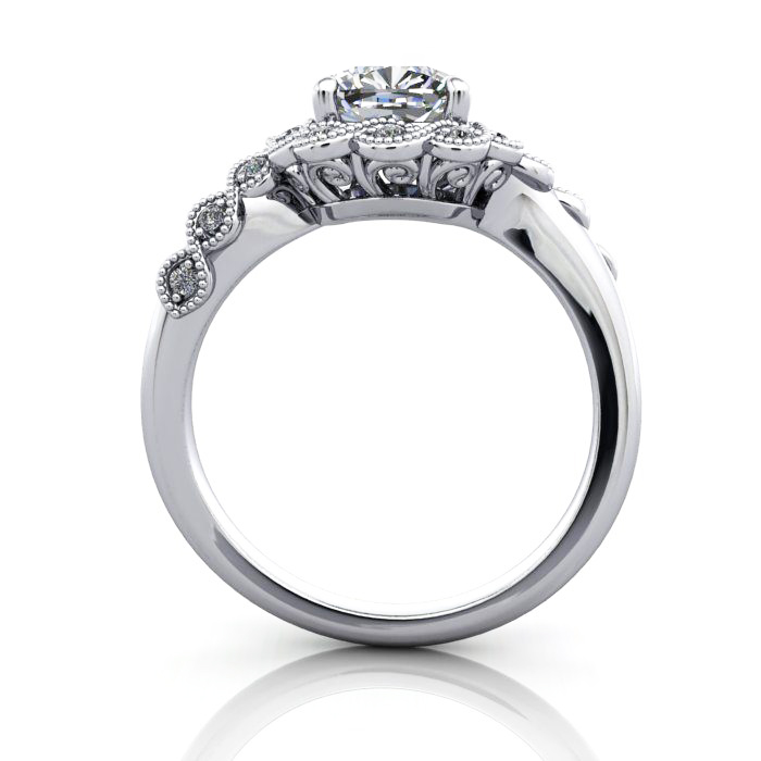 Cushion Cut Vintage Diamond Ring Platinum RV6 TF
