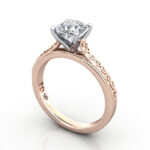 Cushion Cut Vintage Diamond Ring Rose Gold RV2 3D Cushion Cut Vintage Diamond Ring Rose Gold RV2 3D