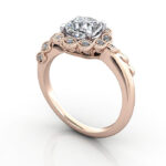 Cushion Cut Vintage Diamond Ring Rose Gold RV6 3D Cushion Cut Vintage Diamond Ring Rose Gold RV6 3D