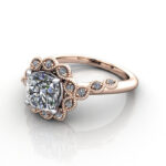 Cushion Cut Vintage Diamond Ring Rose Gold RV6 LF Cushion Cut Vintage Diamond Ring Rose Gold RV6 LF