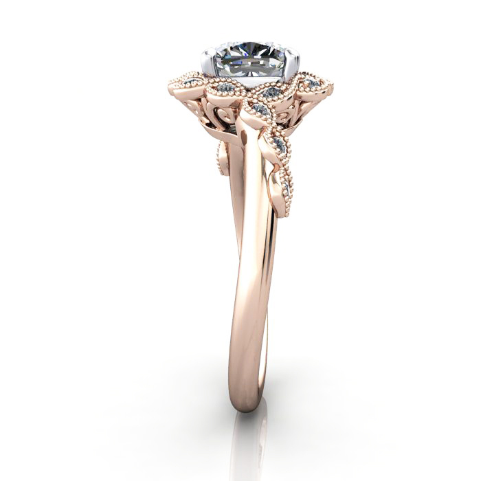 Cushion Cut Vintage Diamond Ring Rose Gold RV6 SV Cushion Cut Vintage Diamond Ring Rose Gold RV6 SV