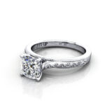 Cushion Cut Vintage Diamond Ring White Gold RV2 LF Cushion Cut Vintage Diamond Ring White Gold RV2 LF