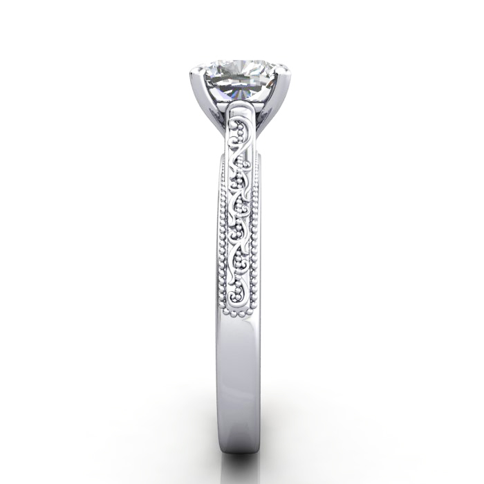 Cushion Cut Vintage Diamond Ring White Gold RV2 SV Cushion Cut Vintage Diamond Ring White Gold RV2 SV