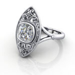 Cushion Cut Vintage Diamond Ring White Gold RV5 LF