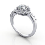 Cushion Cut Vintage Diamond Ring White Gold RV6 3D Cushion Cut Vintage Diamond Ring White Gold RV6 3D
