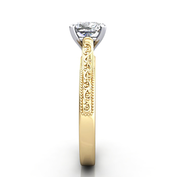 Cushion Cut Vintage Diamond Ring Yellow Gold RV2 SV Cushion Cut Vintage Diamond Ring Yellow Gold RV2 SV