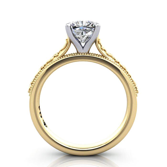 Cushion Cut Vintage Diamond Ring Yellow Gold RV2 TF Cushion Cut Vintage Diamond Ring Yellow Gold RV2 TF