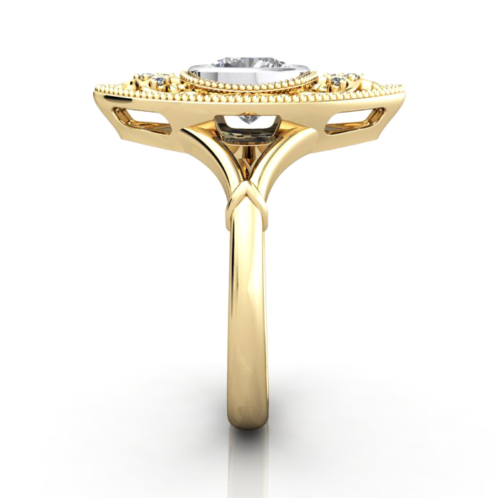 Cushion Cut Vintage Diamond Ring Yellow Gold RV5 SV Cushion Cut Vintage Diamond Ring Yellow Gold RV5 SV