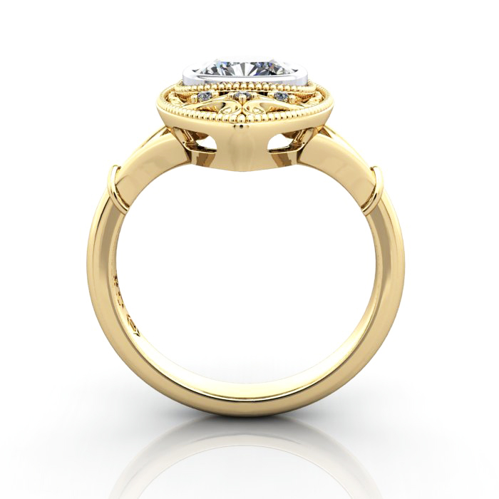 Cushion Cut Vintage Diamond Ring Yellow Gold RV5 TF Cushion Cut Vintage Diamond Ring Yellow Gold RV5 TF