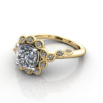 Cushion Cut Vintage Diamond Ring Yellow Gold RV6 LF Cushion Cut Vintage Diamond Ring Yellow Gold RV6 LF