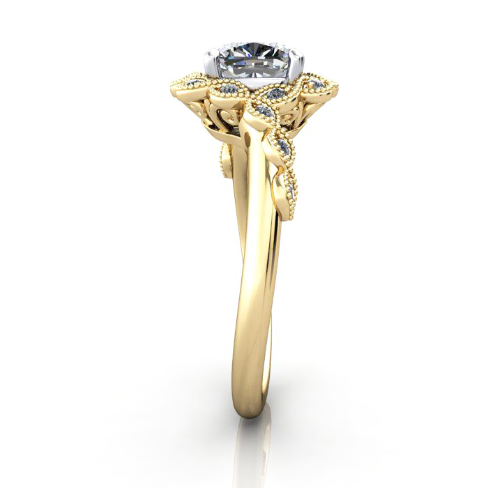 Cushion Cut Vintage Diamond Ring Yellow Gold RV6 SV Cushion Cut Vintage Diamond Ring Yellow Gold RV6 SV