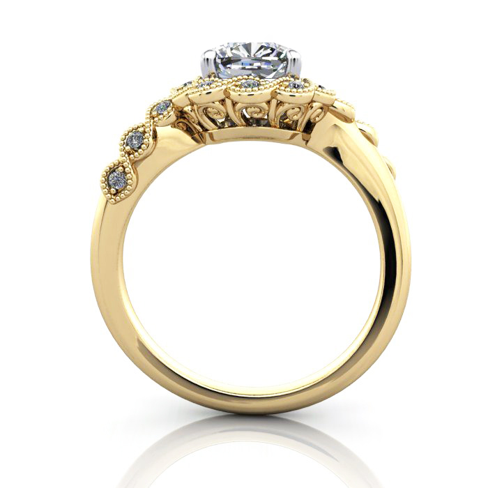 Cushion Cut Vintage Diamond Ring Yellow Gold RV6 TF Cushion Cut Vintage Diamond Ring Yellow Gold RV6 TF