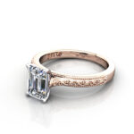 Emerald Cut Vintage Diamond Ring Rose Gold RV2 LF Emerald Cut Vintage Diamond Ring Rose Gold RV2 LF