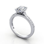 Emerald Cut Vintage Diamond Ring White Gold RV2 3D Emerald Cut Vintage Diamond Ring White Gold RV2 3D