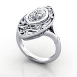 Marquise Cut Vintage Diamond Ring Platinum RV5 3D