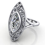 Marquise Cut Vintage Diamond Ring Platinum RV5 LF