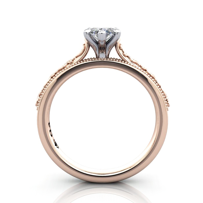 Marquise Cut Vintage Diamond Ring Rose Gold RV2 TF