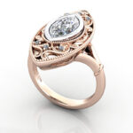 Marquise Cut Vintage Diamond Ring Rose Gold RV5 3D