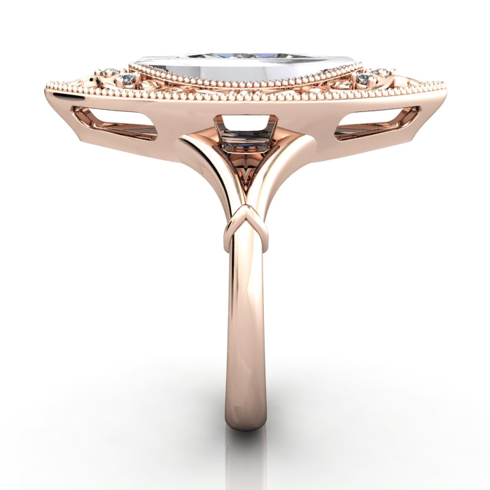 Marquise Cut Vintage Diamond Ring Rose Gold RV5 SV