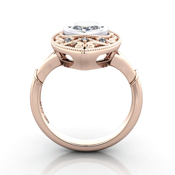 Marquise Cut Vintage Diamond Ring Rose Gold RV5 TF