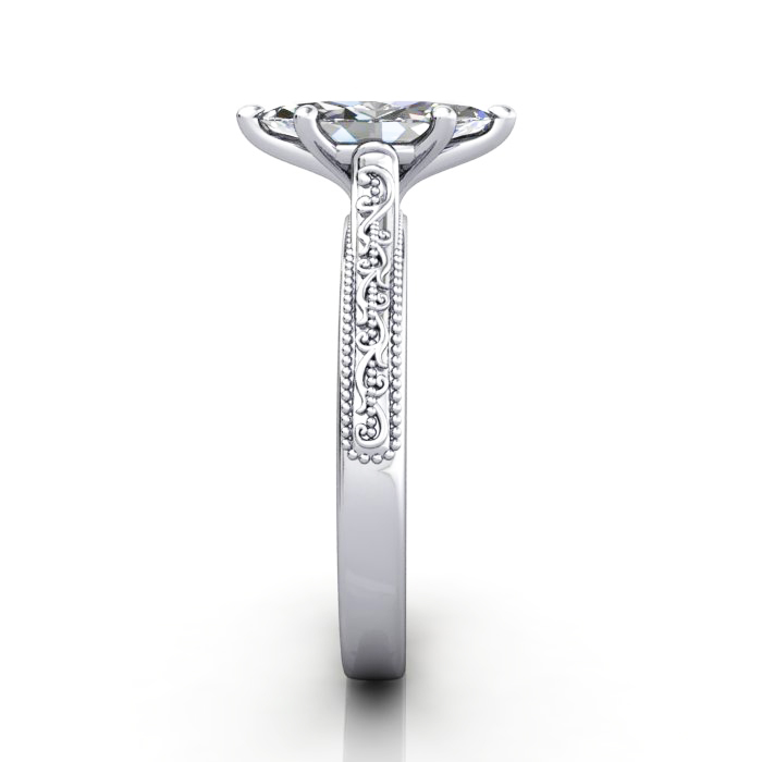 Marquise Cut Vintage Diamond Ring White Gold RV2 SV